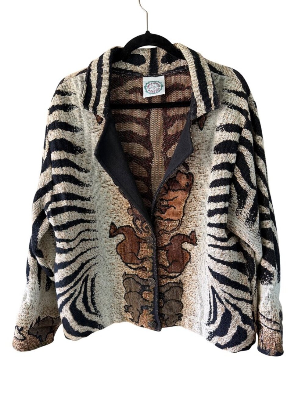 Sugar Street Weavers Womens Safari Theme Woven Jacket One Size  Cotton Vintage